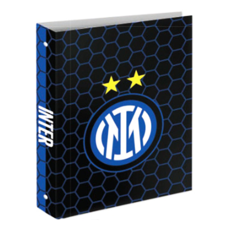 Inter IM Raccoglitore ad Anelli Seven Formato Maxi con 4 anelli da 30 mm Fantasia Logo Nero